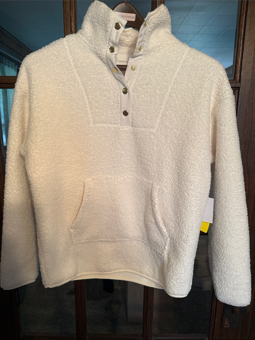 Sonoma Ivory Sherpa Fleece Snap Pullover Sweatshirt S Teddy Outdoor WS5FK020RS1